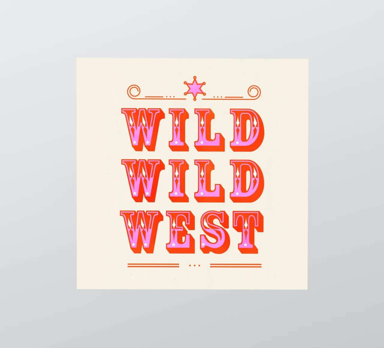 Retro Wild West Typography Art in Pink pegatina de showmemars