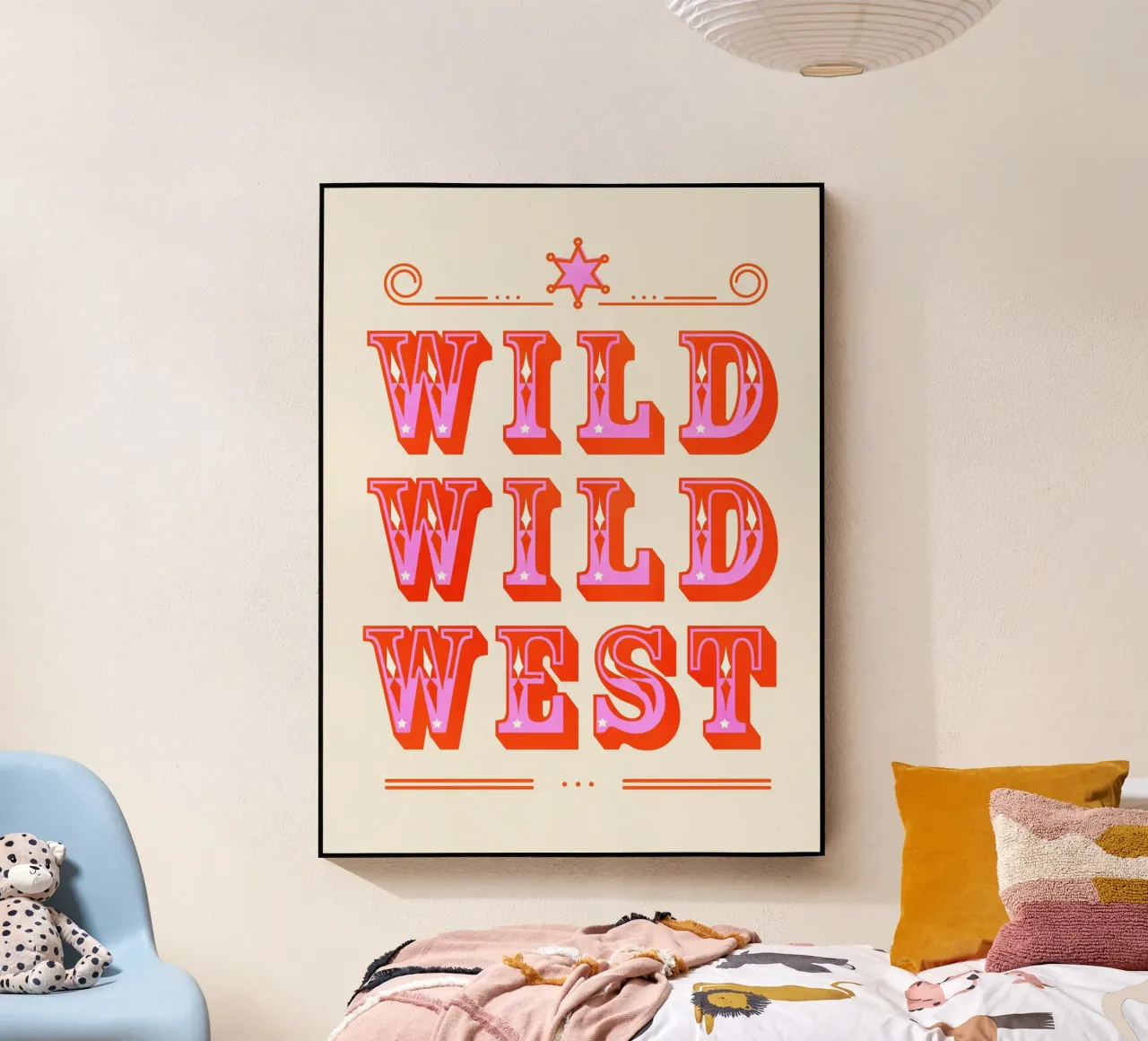 Retro Wild West Typography Art in Pink plexiglass da showmemars