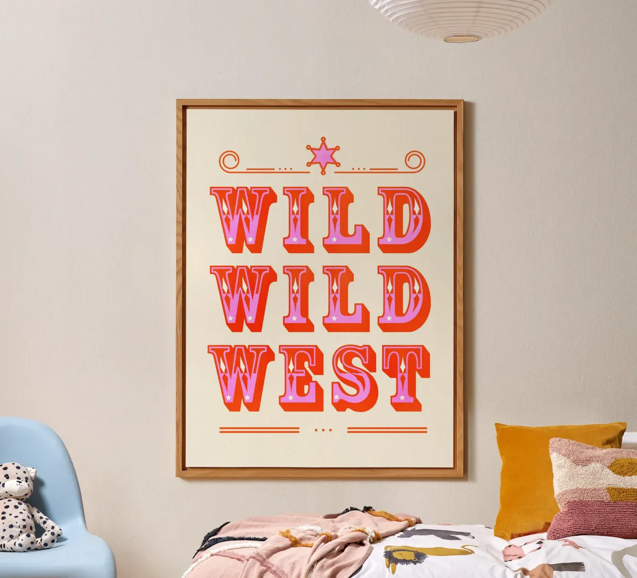 Retro Wild West Typography Art in Pink pannello forex da showmemars