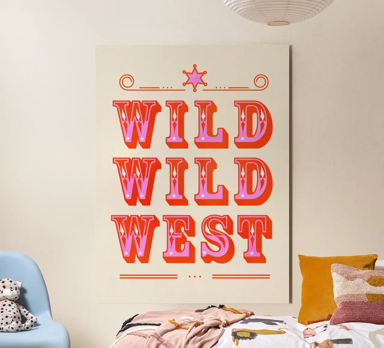 Retro Wild West Typography Art in Pink pannello forex da showmemars