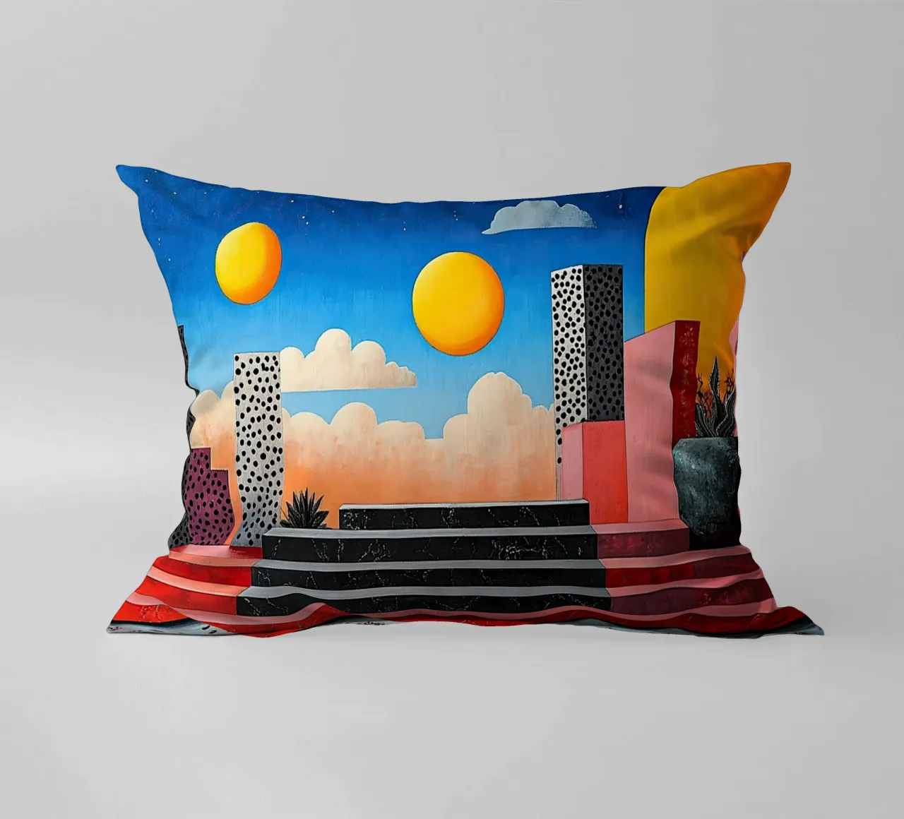Surrealism Architecture Design Geometry decorative cushion by Nikis Art Studio