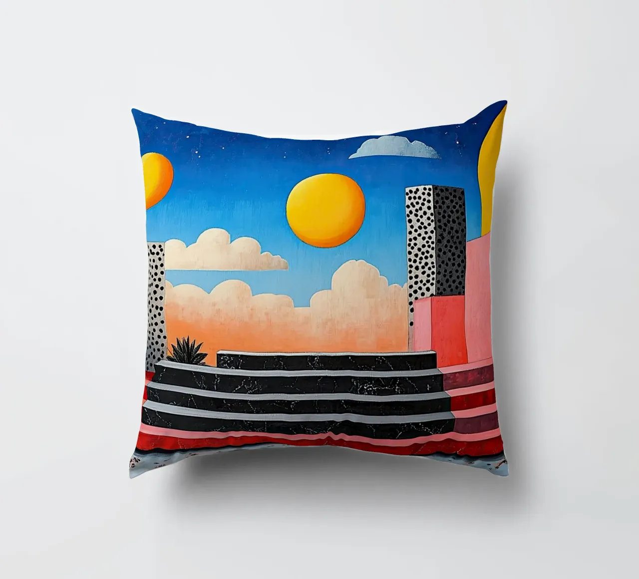 Surrealism Architecture Design Geometry decorative cushion by Nikis Art Studio