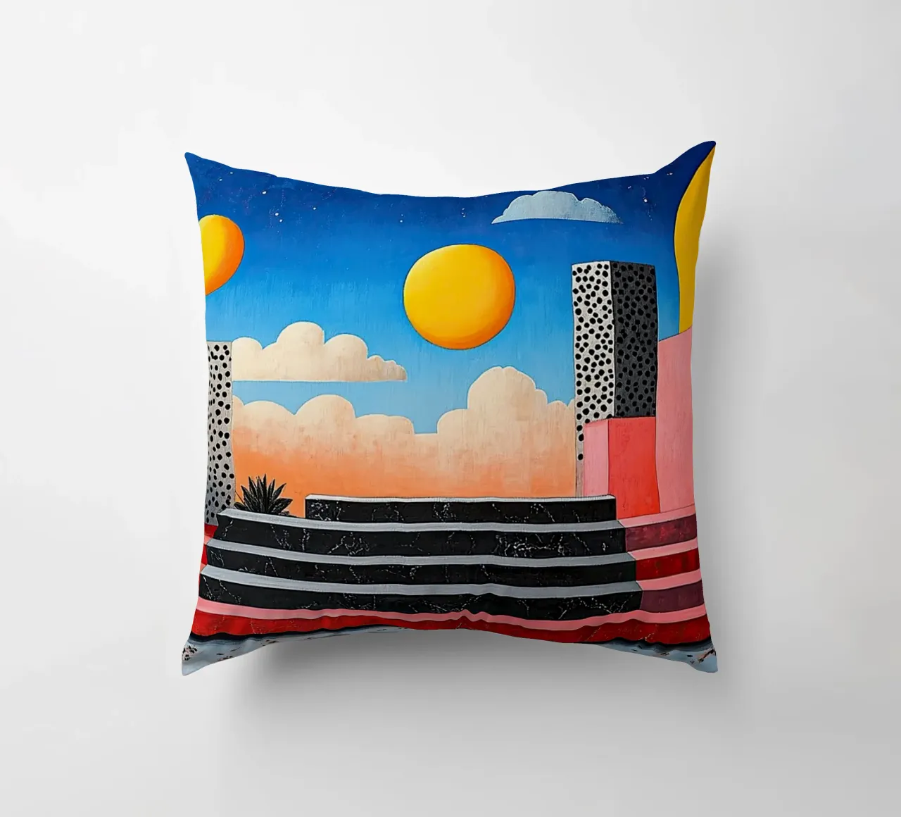 Surrealism Architecture Design Geometry decorative cushion by Nikis Art Studio