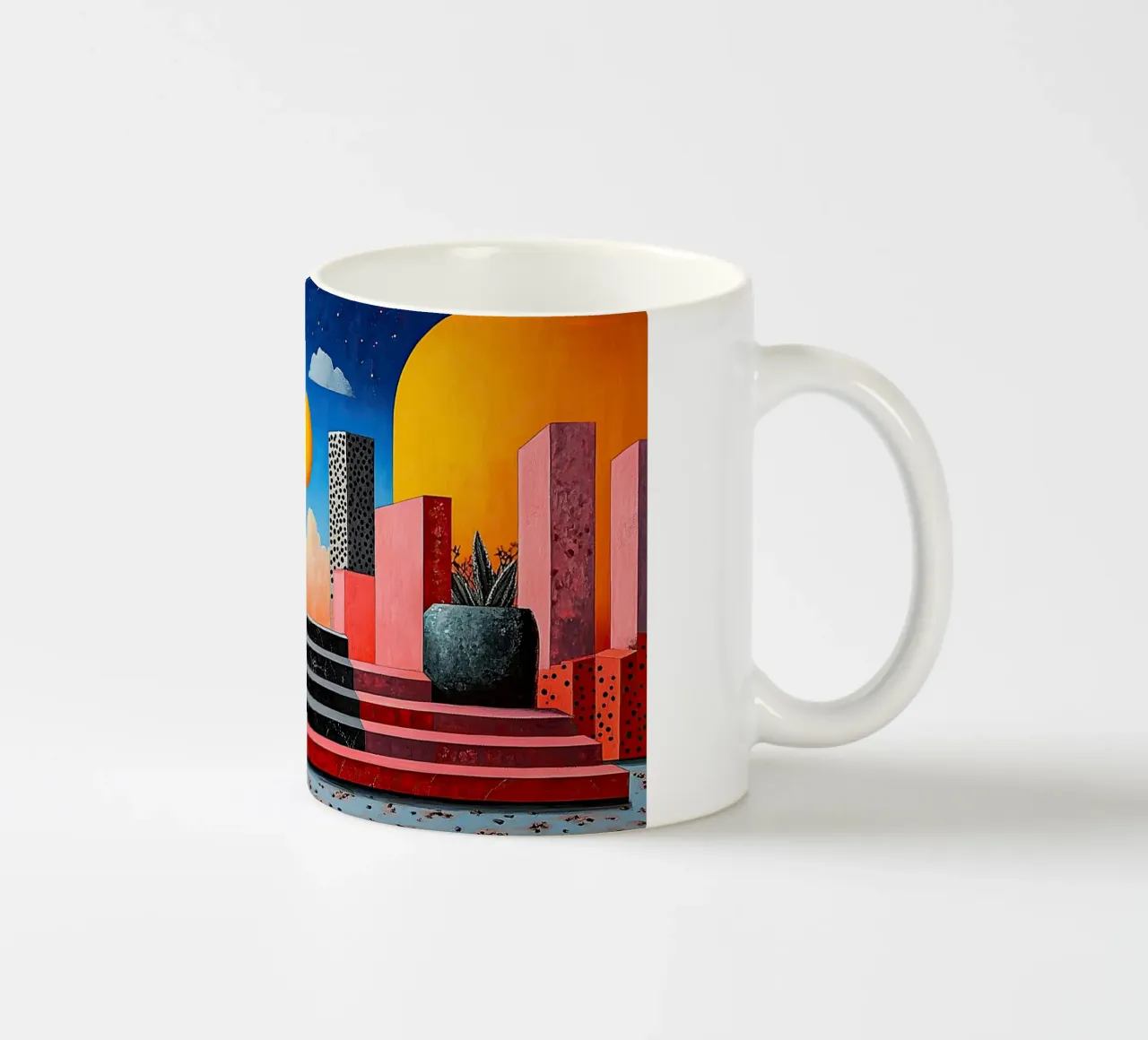 Surrealism Architecture Design Geometry ceramic mug by Nikis Art Studio