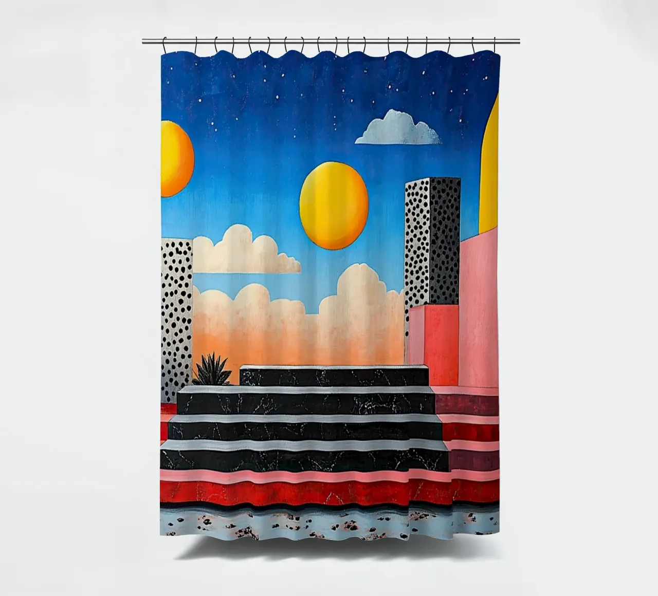 Surrealism Architecture Design Geometry shower curtain by Nikis Art Studio
