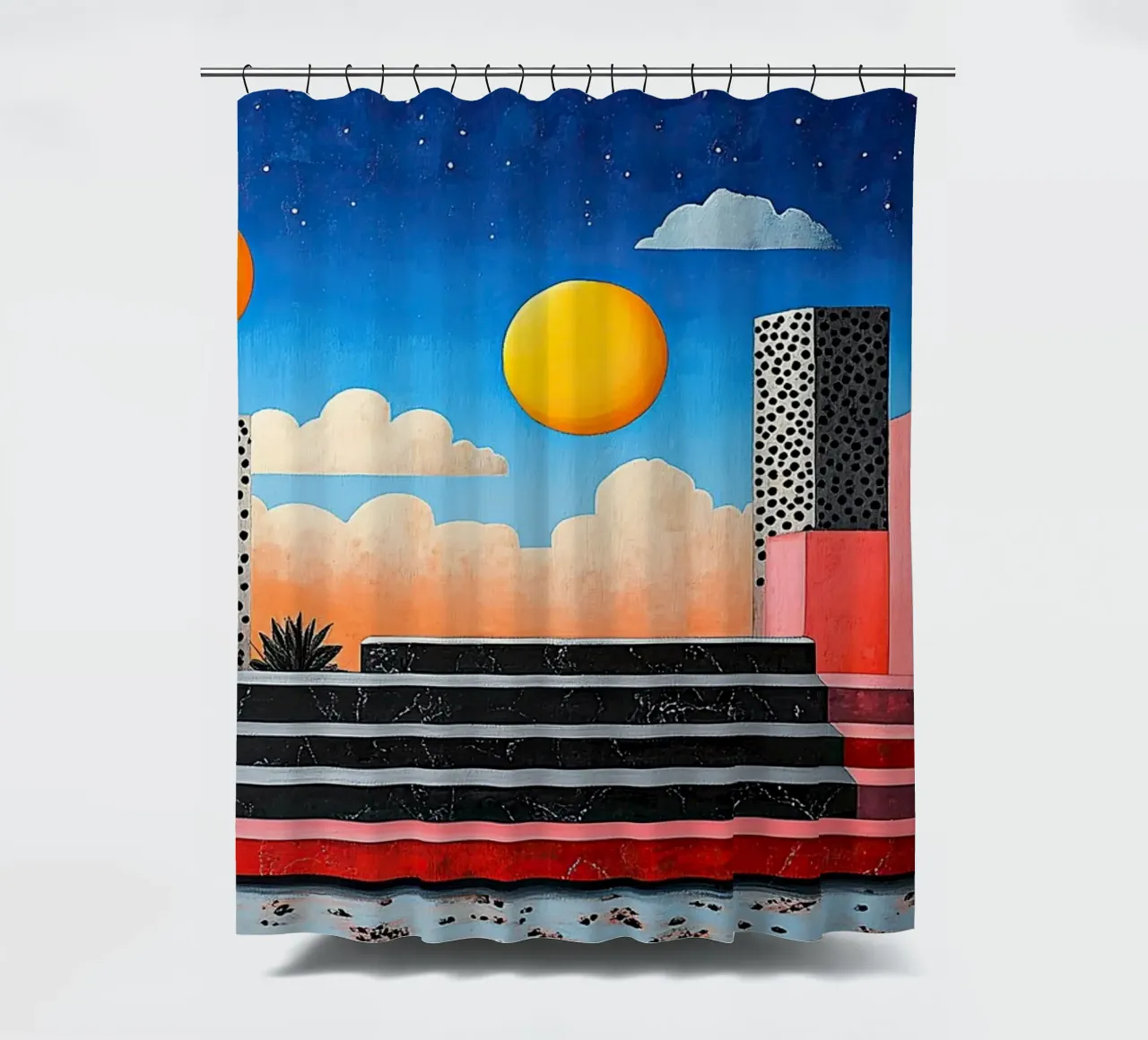 Surrealism Architecture Design Geometry shower curtain by Nikis Art Studio