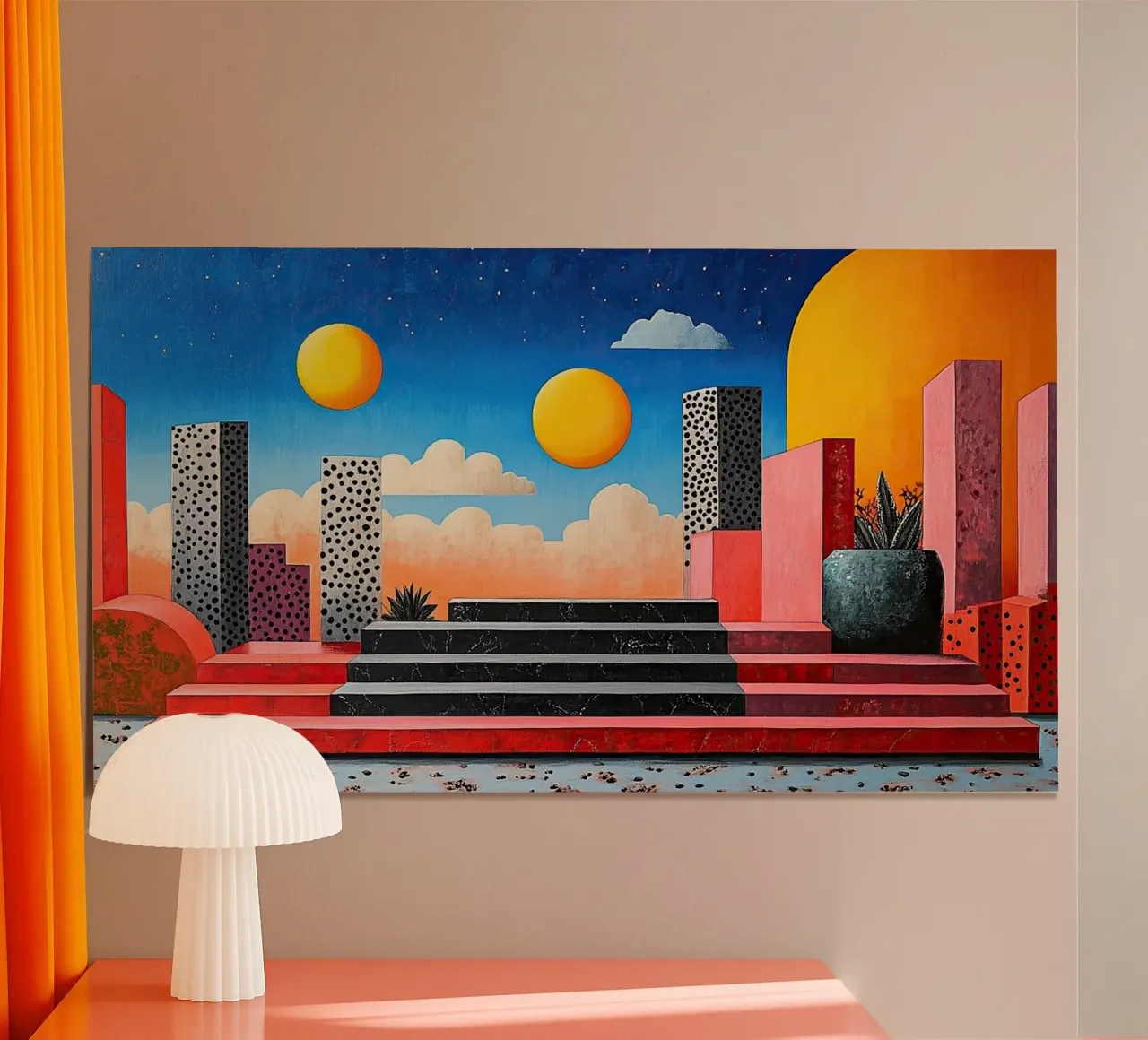 Surrealismo Architettura Design Geometria poster con telaio in legno da Nikis Art Studio