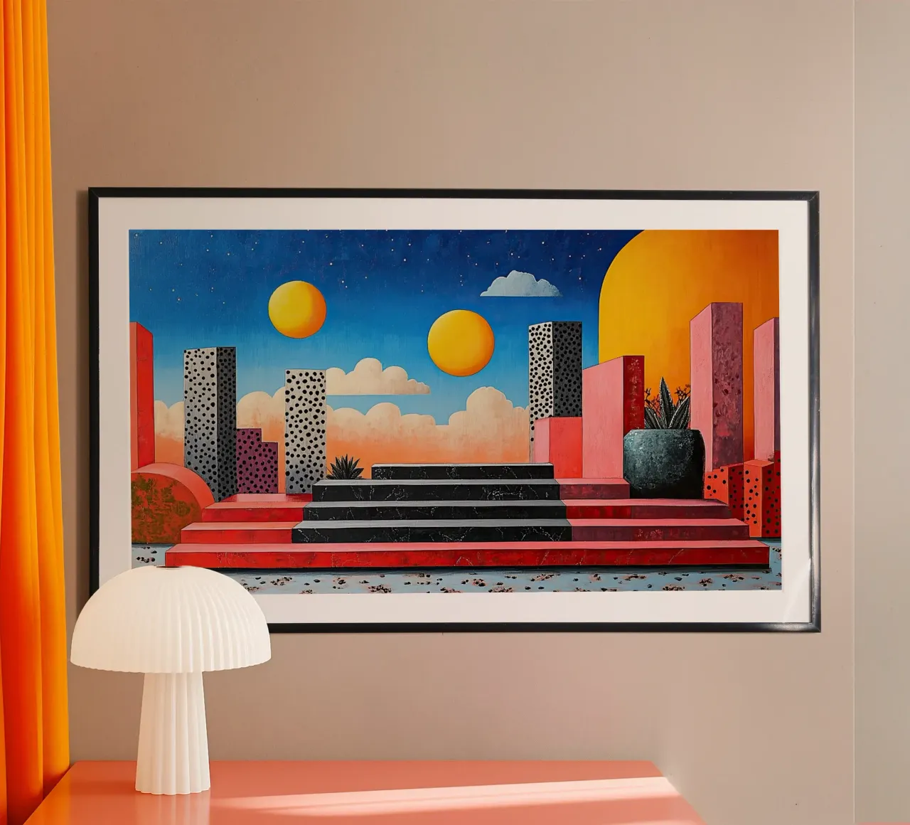 Surrealismo Architettura Design Geometria poster con telaio in legno da Nikis Art Studio