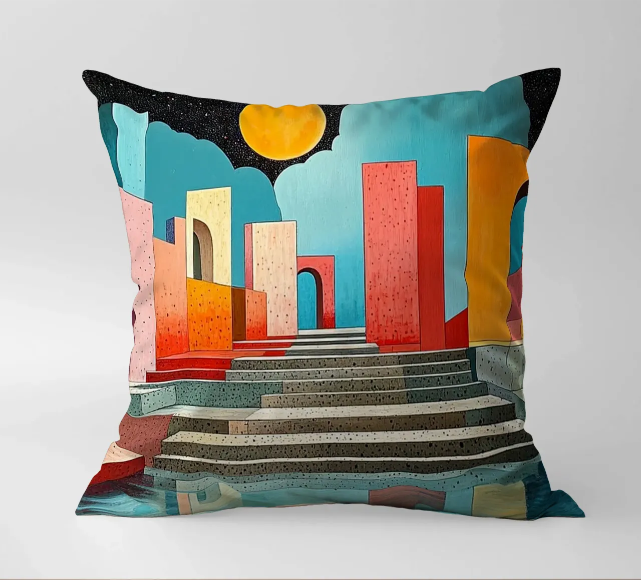 Surrealism Architecture Design Geometry decorative cushion by Nikis Art Studio