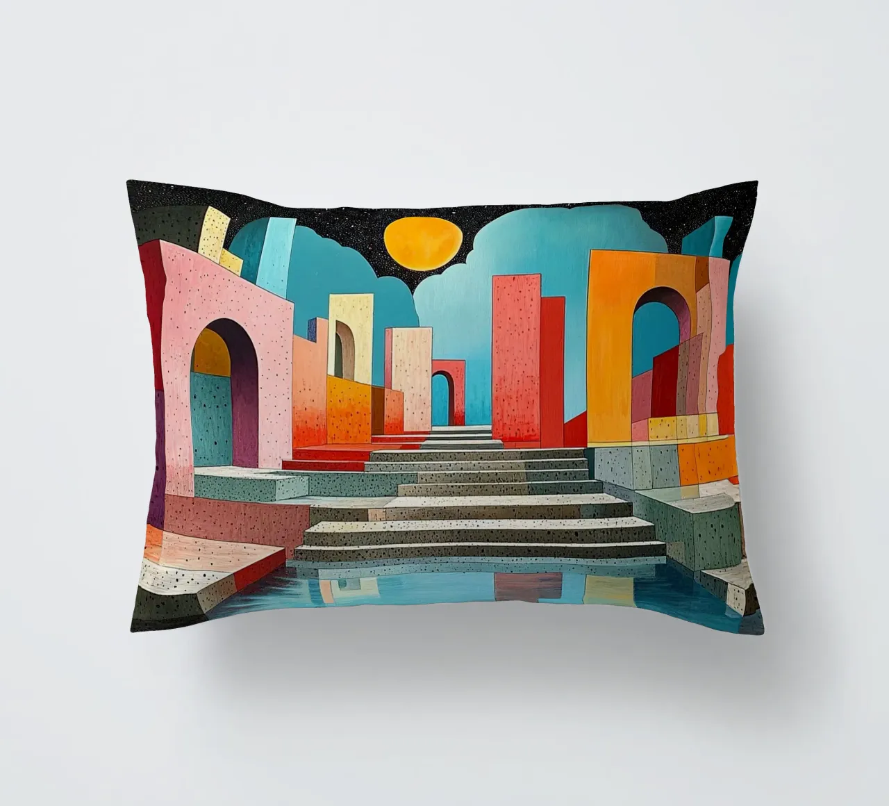 Surrealism Architecture Design Geometry decorative cushion by Nikis Art Studio