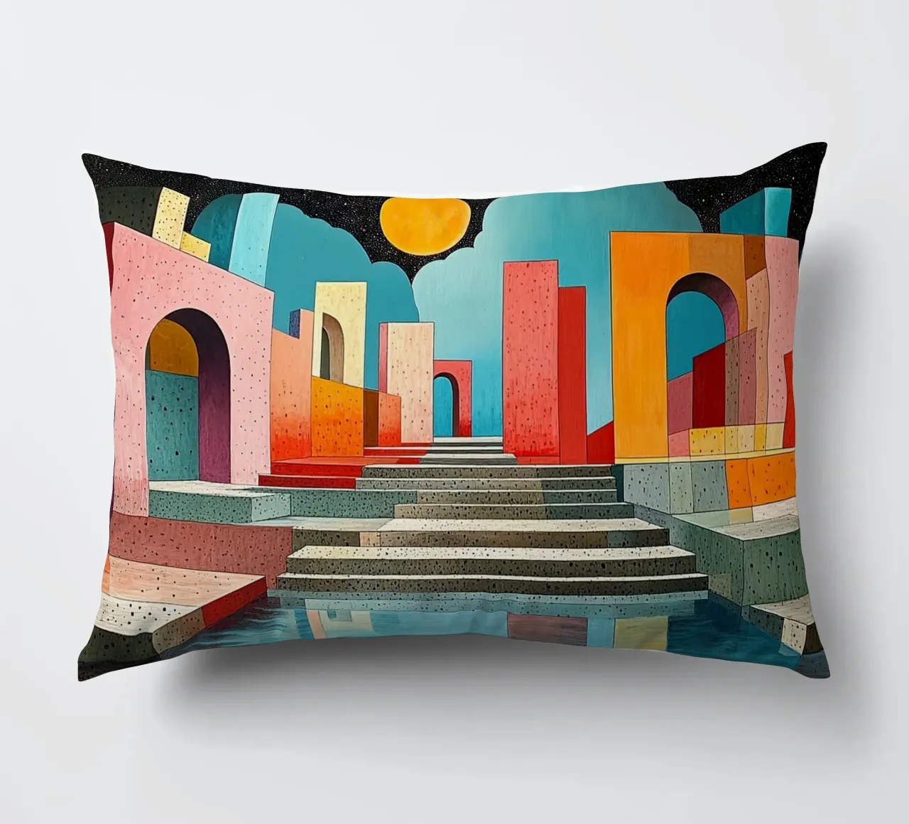 Surrealism Architecture Design Geometry decorative cushion by Nikis Art Studio