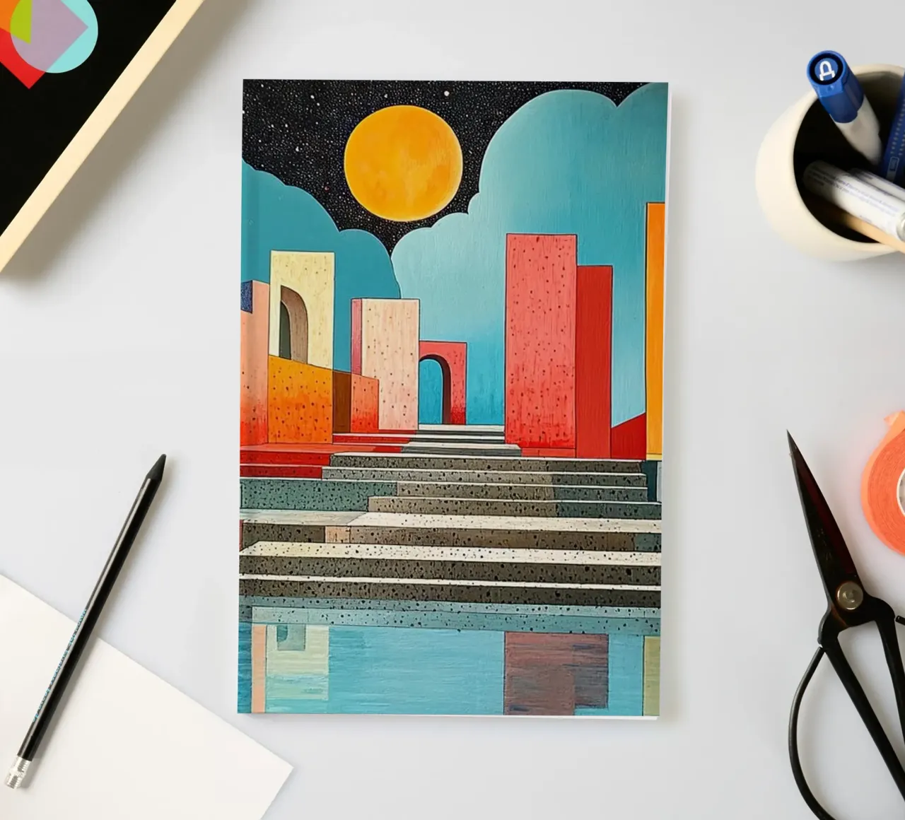Surrealism Architecture Design Geometry notebook by Nikis Art Studio