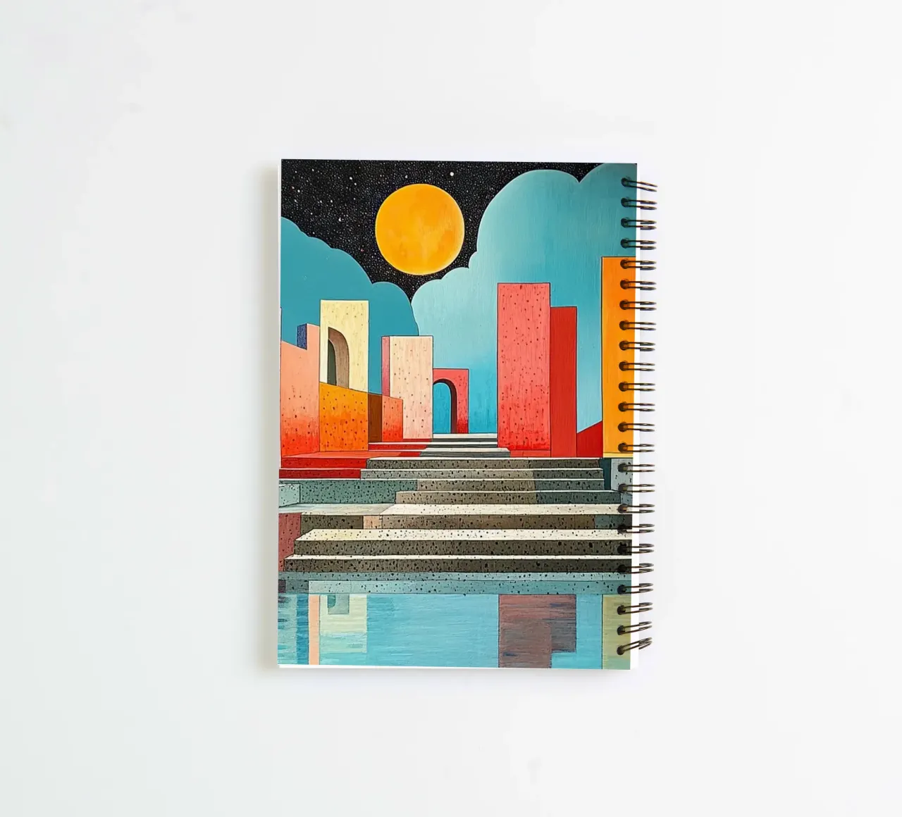 Surrealism Architecture Design Geometry spiral notebook by Nikis Art Studio