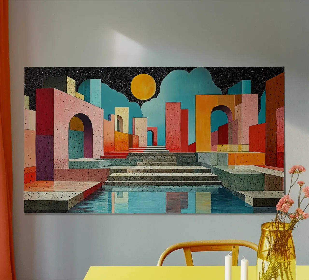 Surrealismo Architettura Design Geometria poster con telaio in legno da Nikis Art Studio