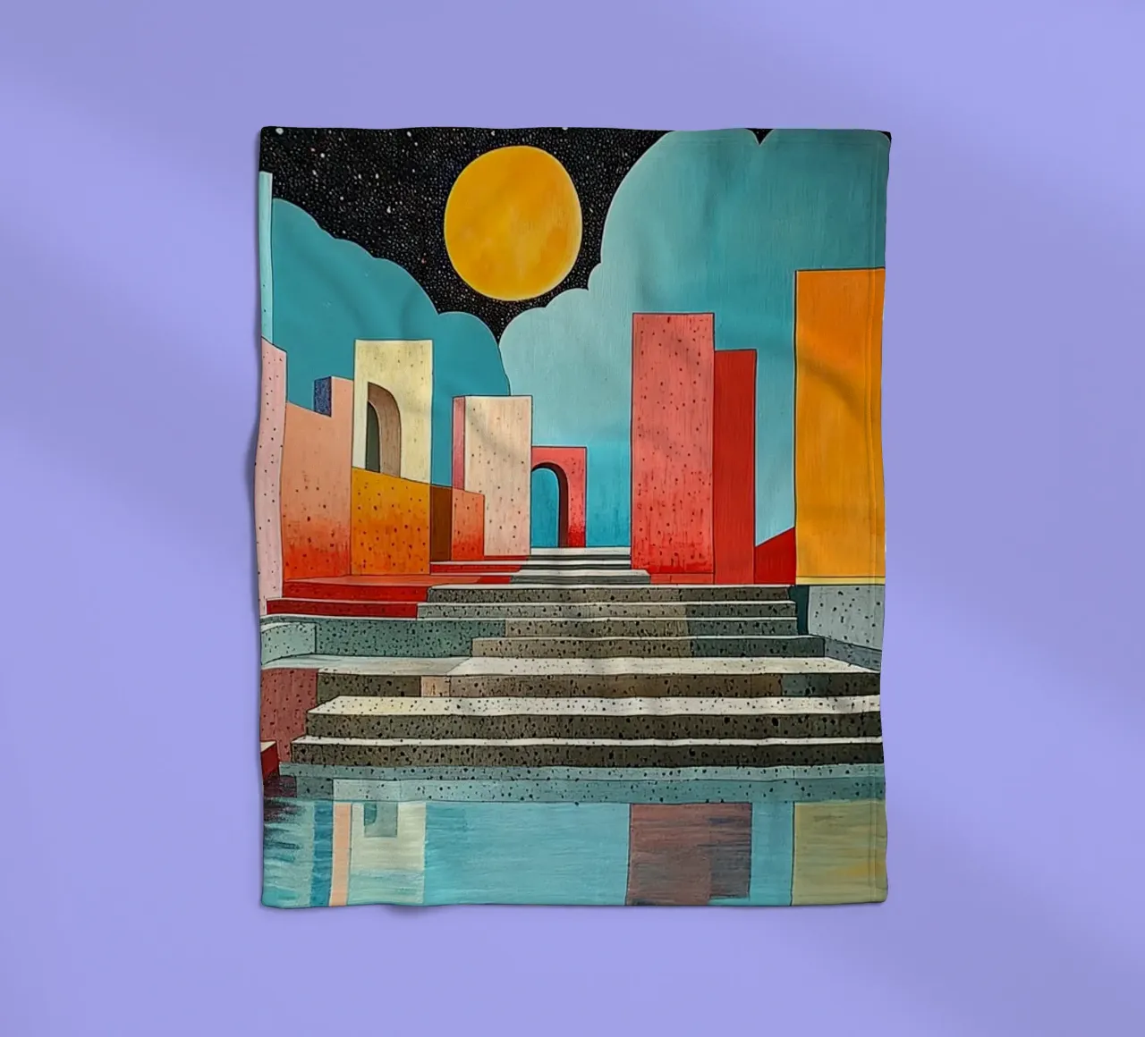 Surrealism Architecture Design Geometry fleece blanket by Nikis Art Studio