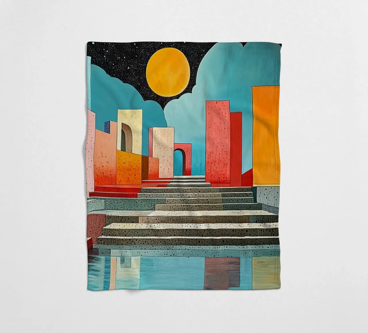 Surrealism Architecture Design Geometry fleece blanket by Nikis Art Studio