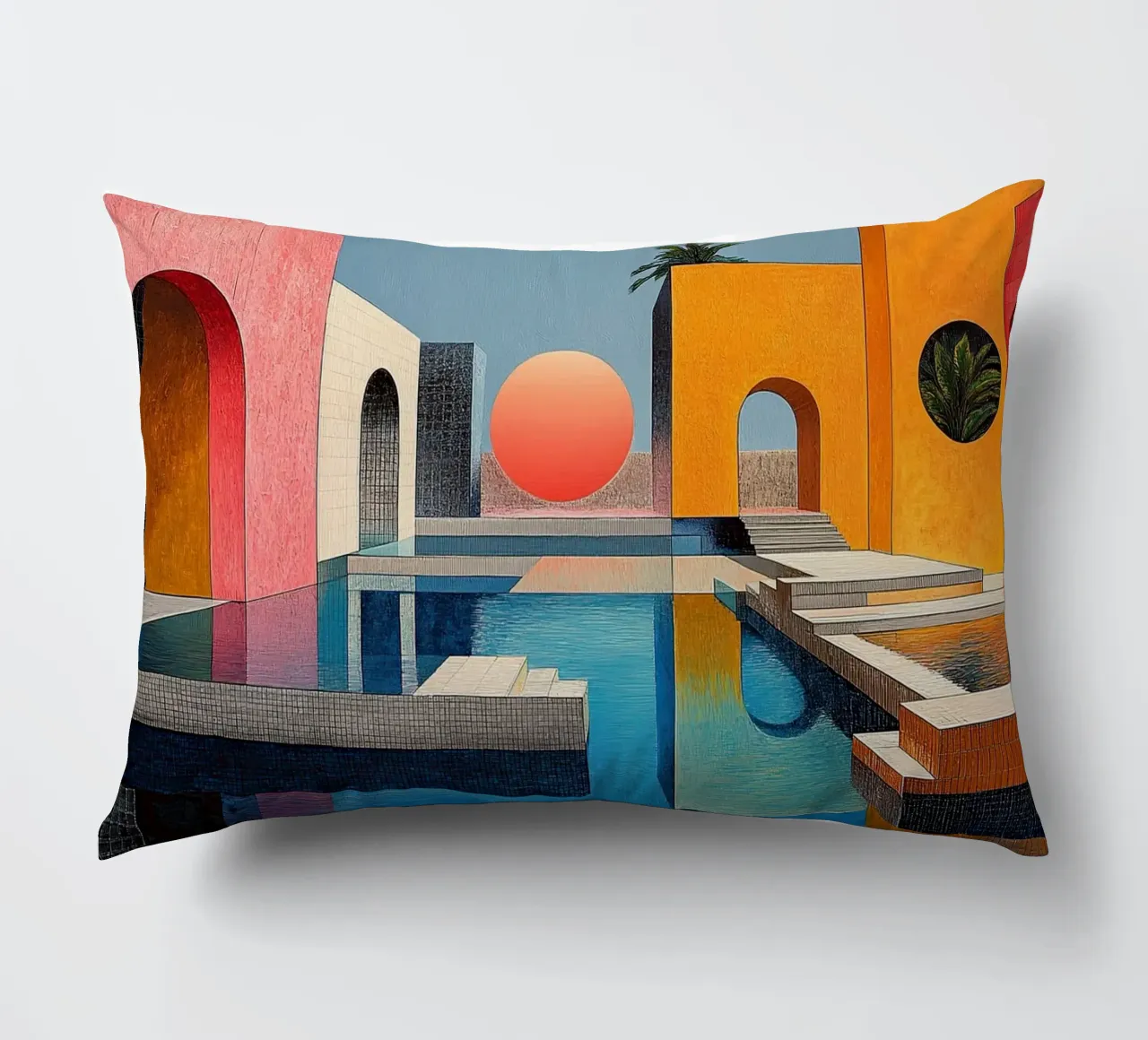 Surrealism Architecture Design Geometry decorative cushion by Nikis Art Studio