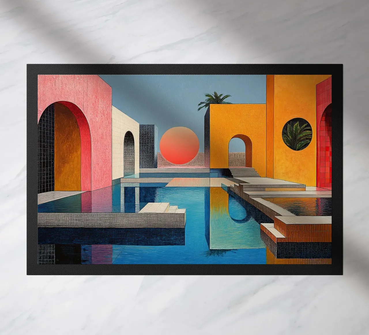 Surrealism Architecture Design Geometry doormat by Nikis Art Studio