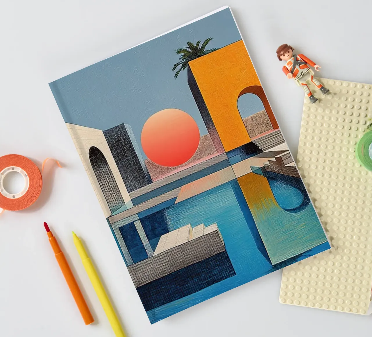 Surrealism Architecture Design Geometry notebook by Nikis Art Studio