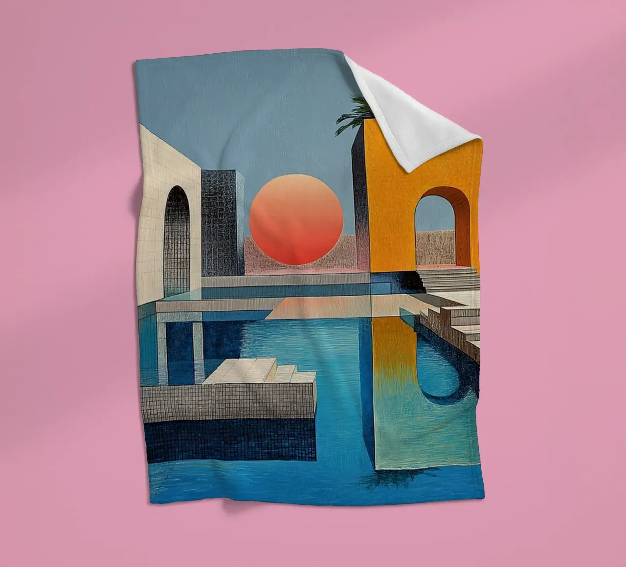 Surrealism Architecture Design Geometry fleece blanket by Nikis Art Studio