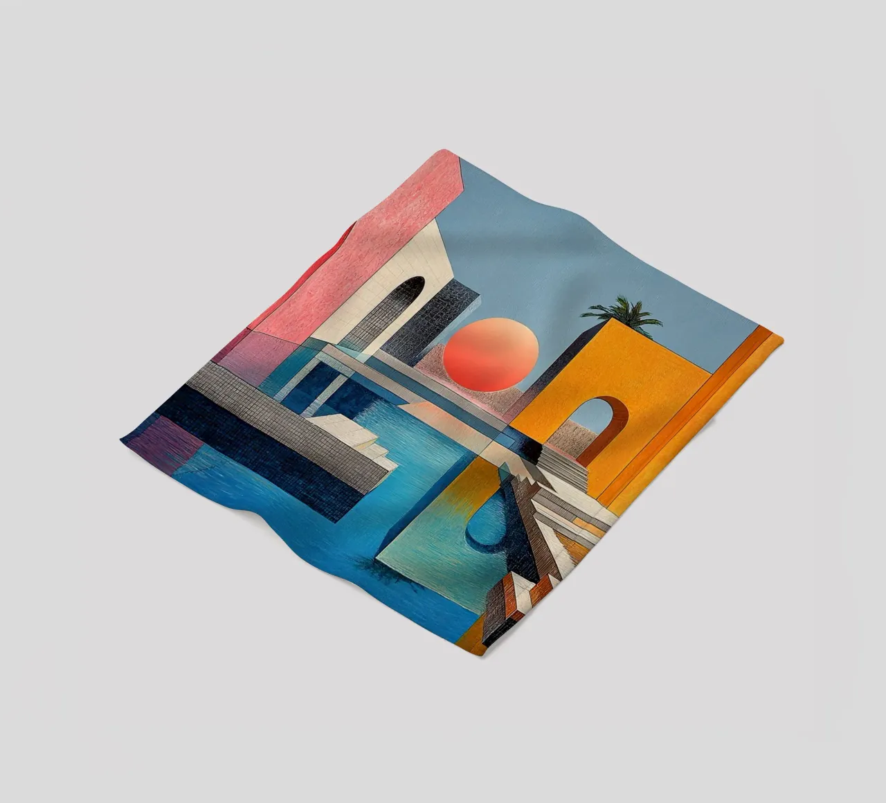 Surrealism Architecture Design Geometry fleece blanket by Nikis Art Studio