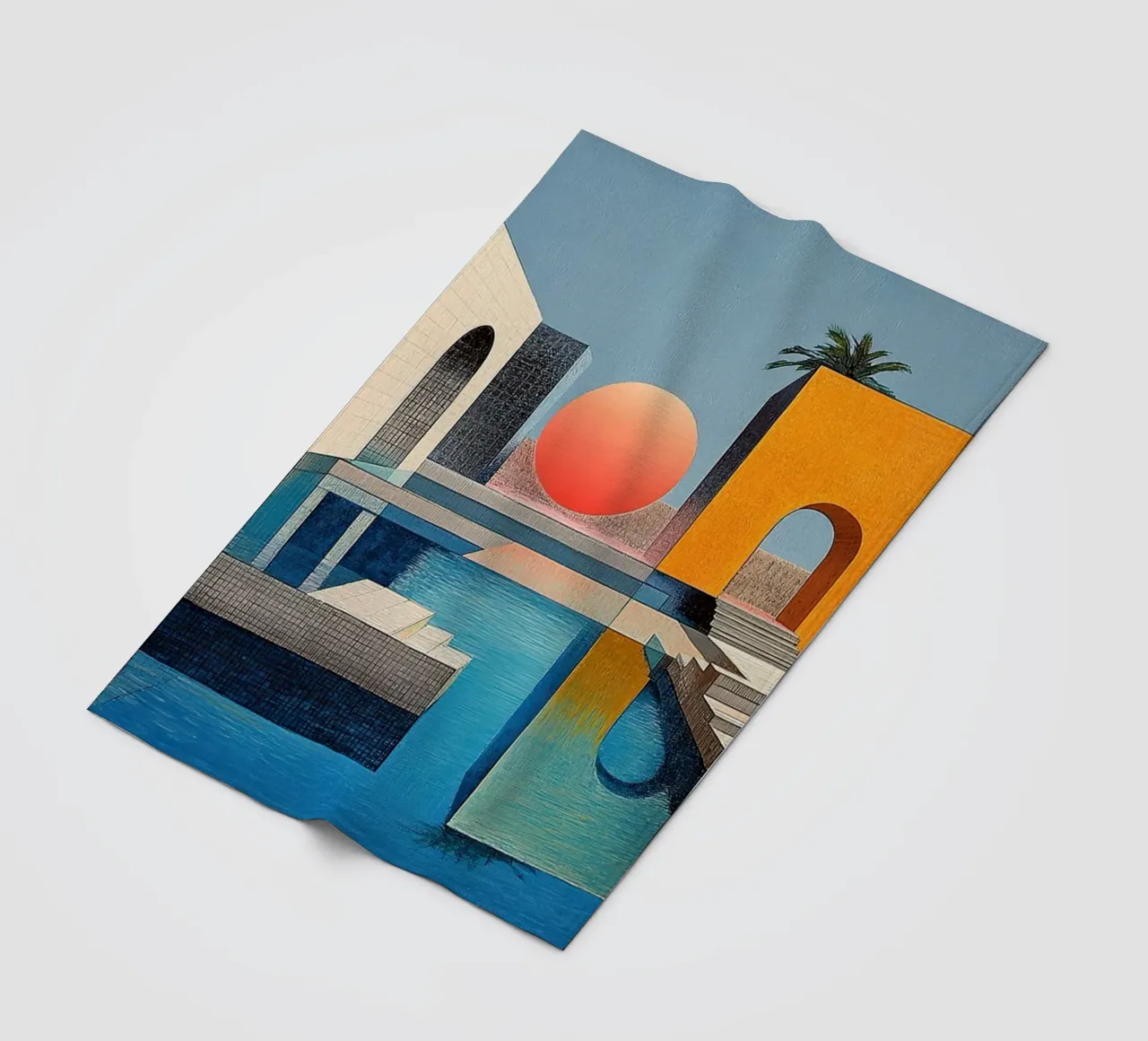 Surrealism Architecture Design Geometry fleece blanket by Nikis Art Studio