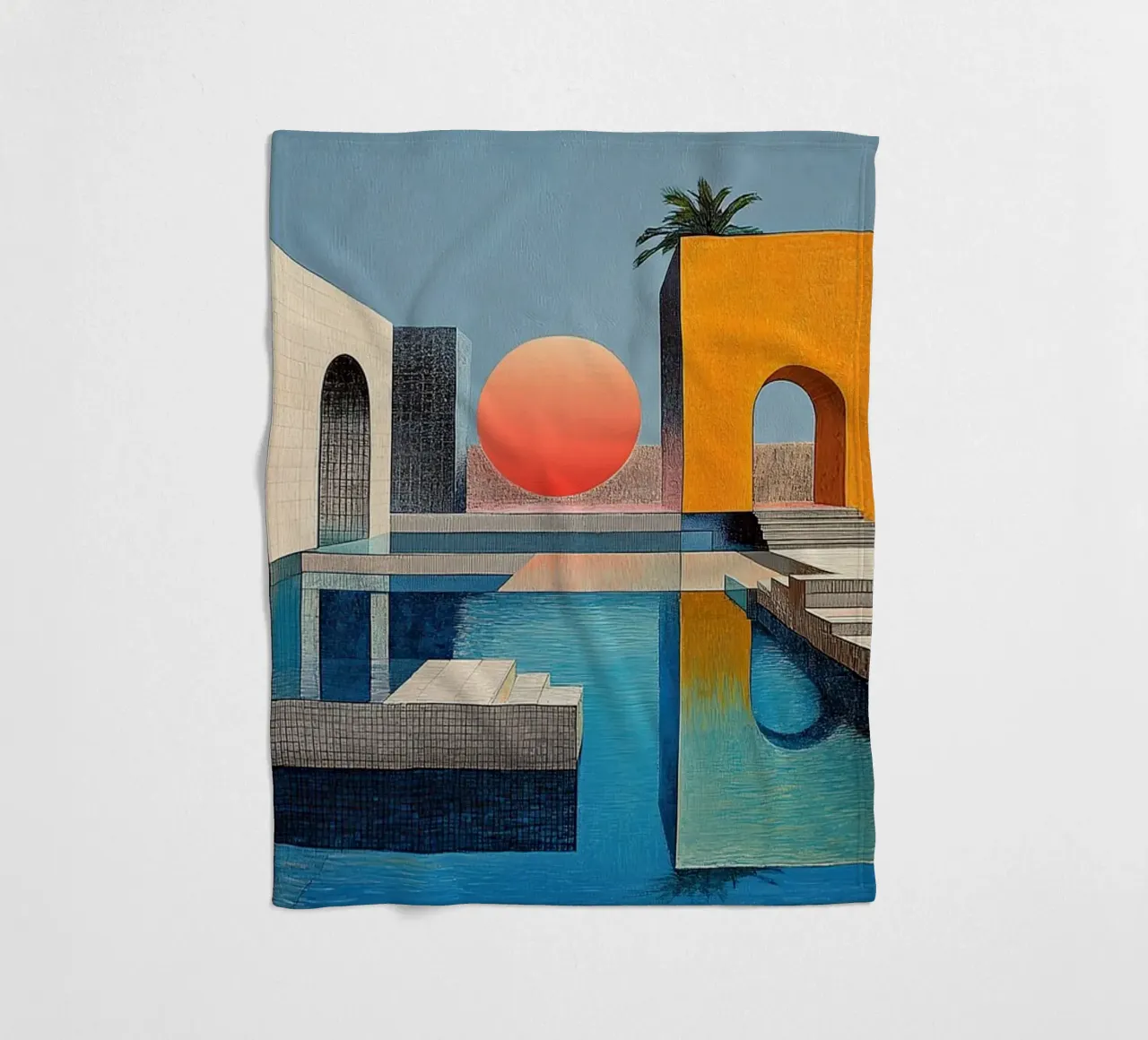 Surrealism Architecture Design Geometry fleece blanket by Nikis Art Studio