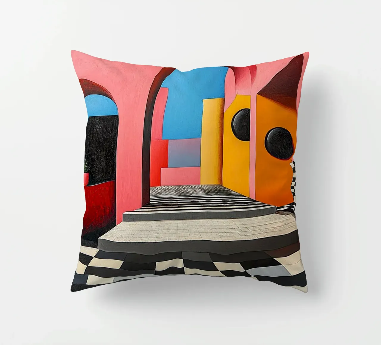 Surrealism Architecture Design Geometry decorative cushion by Nikis Art Studio