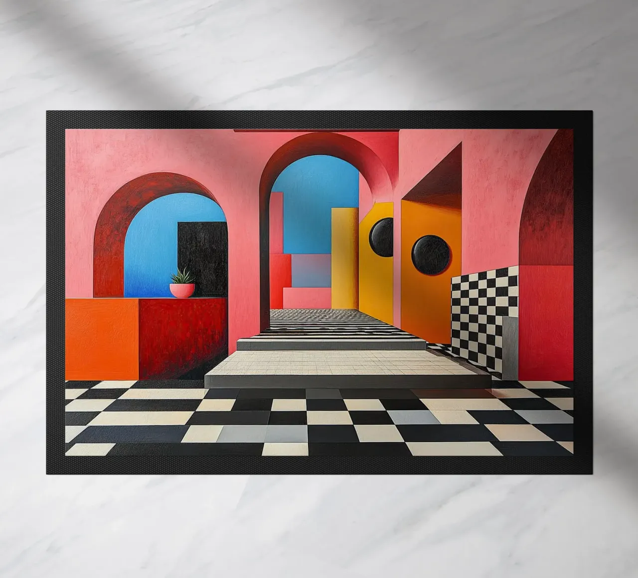 Surrealism Architecture Design Geometry doormat by Nikis Art Studio