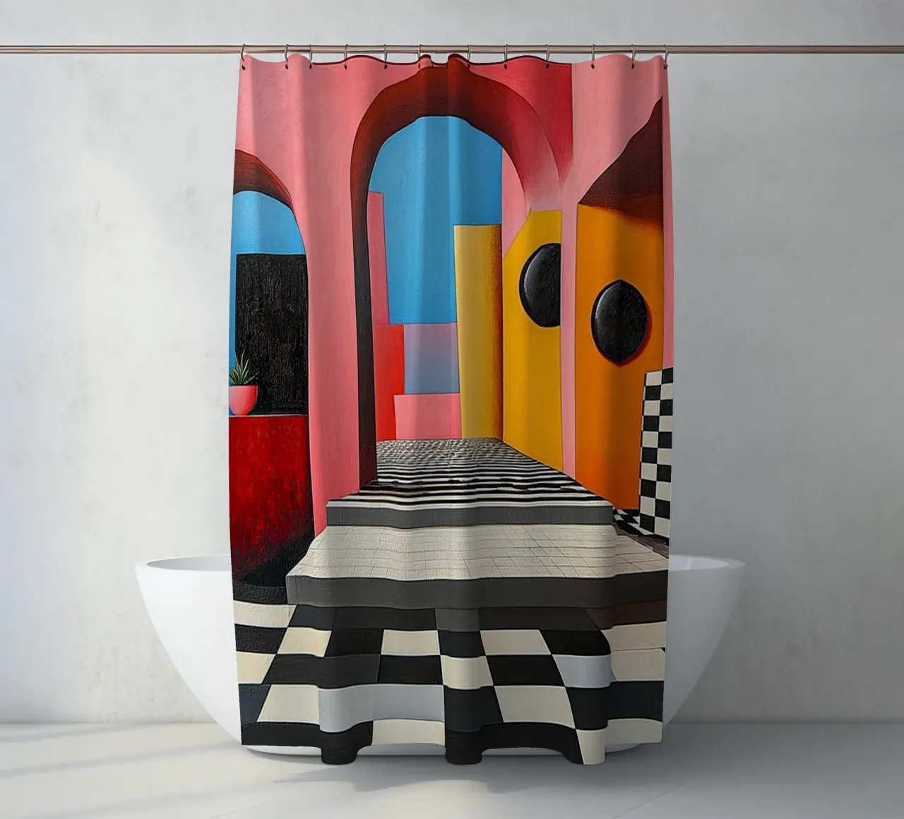 Surrealismo Architettura Design Geometria tenda da doccia da Nikis Art Studio