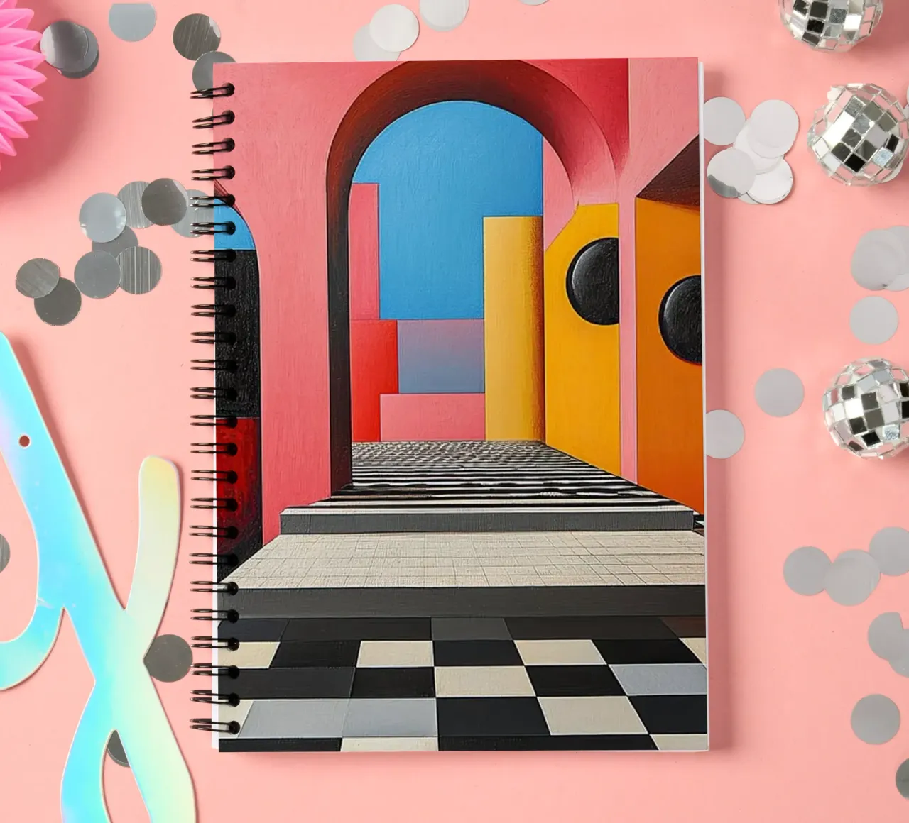 Surrealism Architecture Design Geometry spiral notebook by Nikis Art Studio