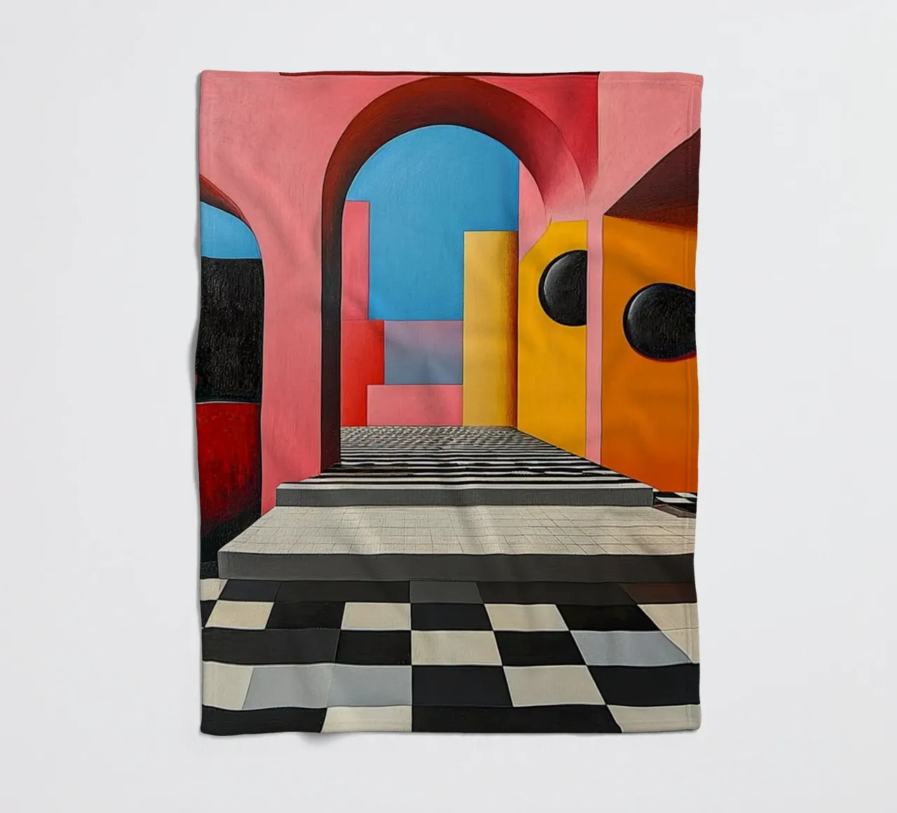 Surrealism Architecture Design Geometry fleece blanket by Nikis Art Studio