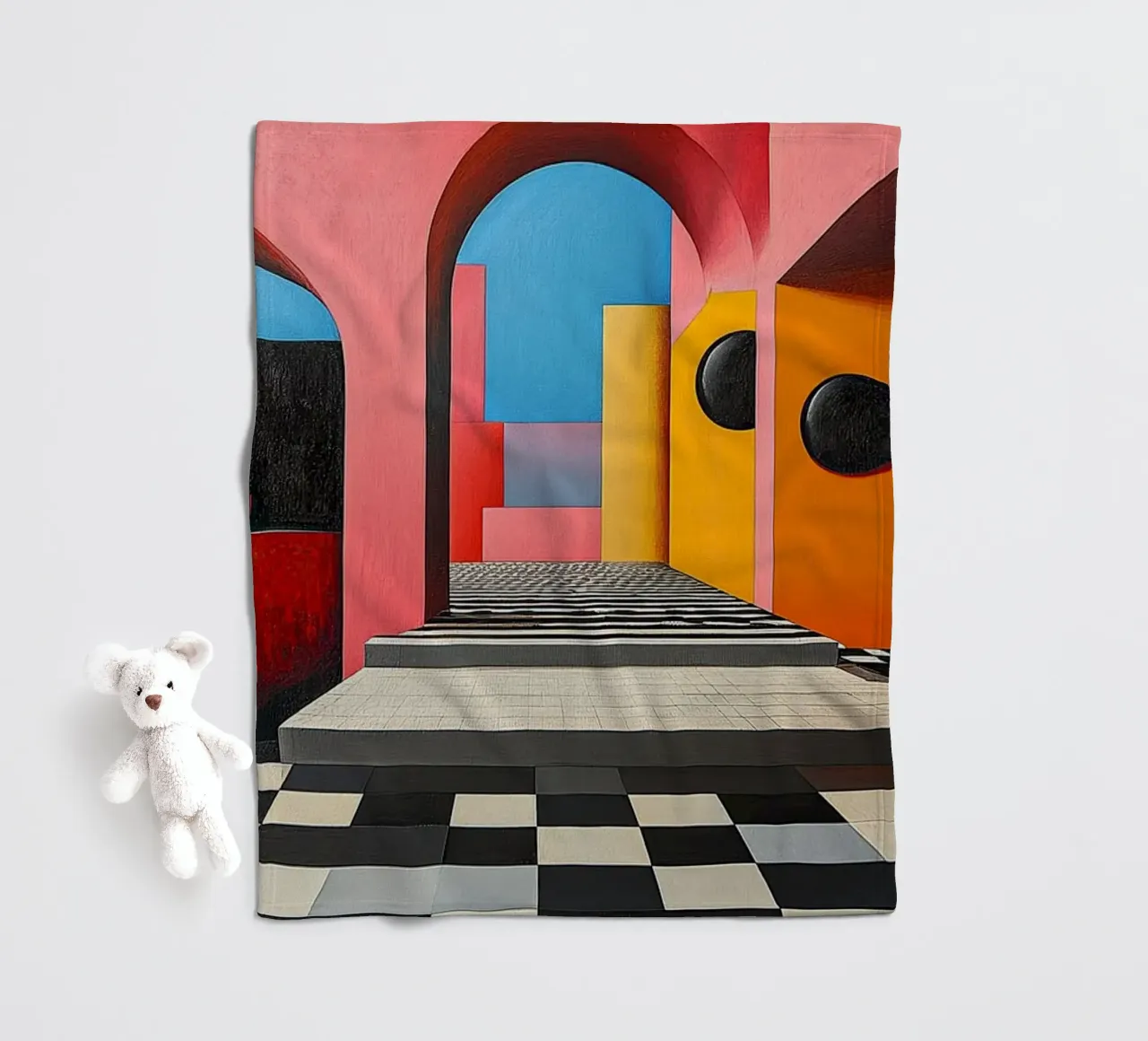 Surrealism Architecture Design Geometry fleece blanket by Nikis Art Studio
