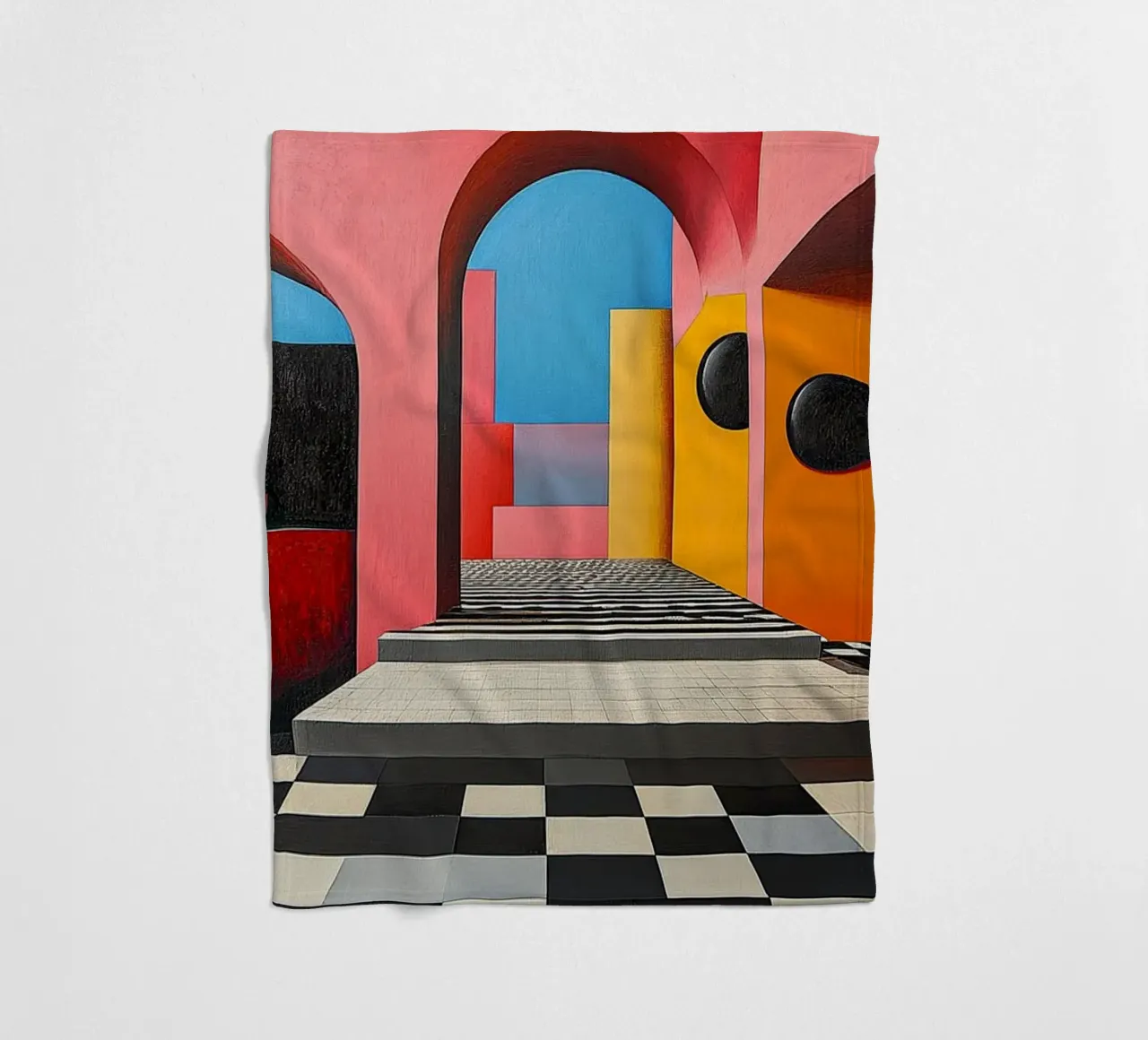 Surrealism Architecture Design Geometry fleece blanket by Nikis Art Studio