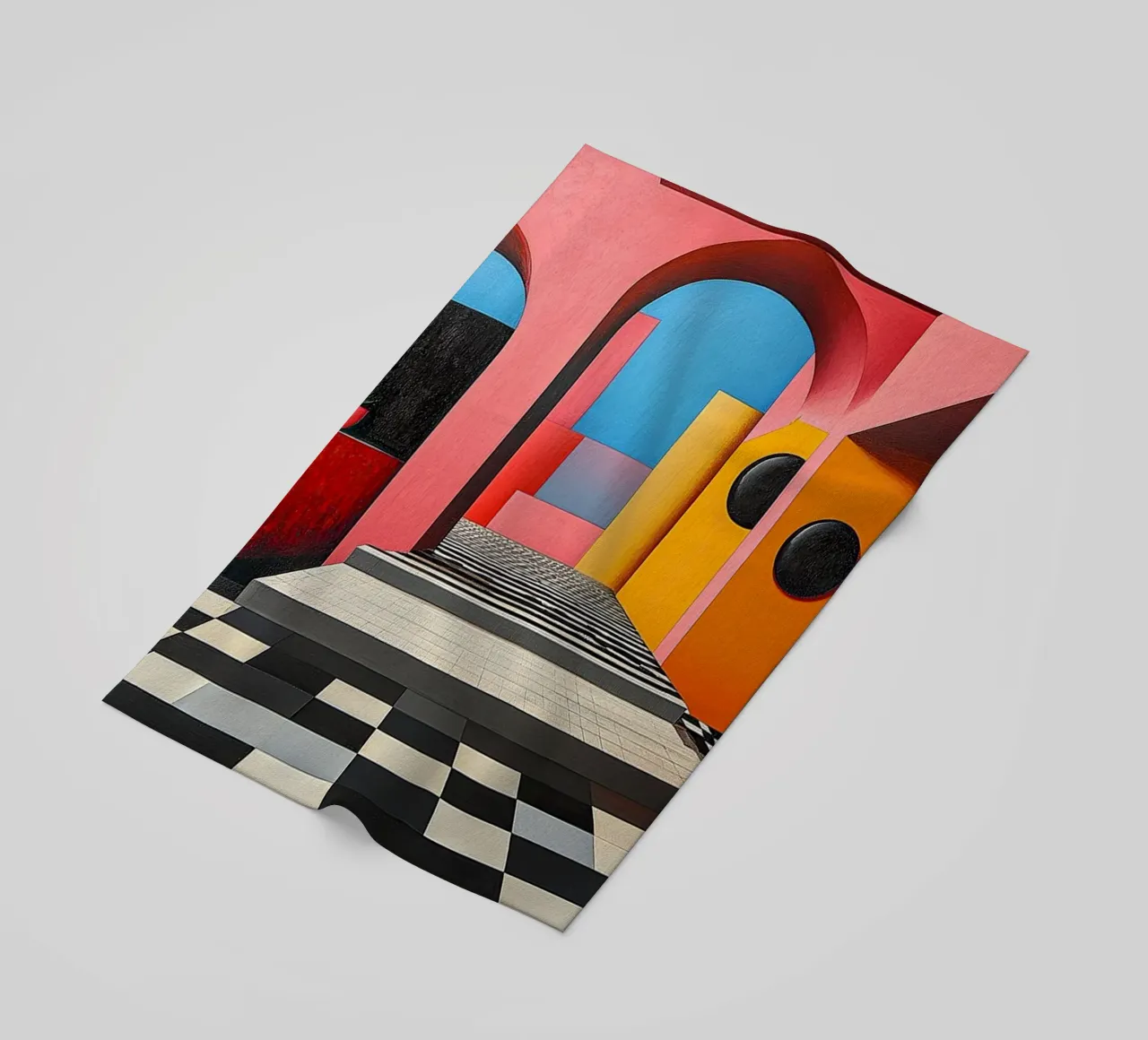 Surrealism Architecture Design Geometry beach towel by Nikis Art Studio