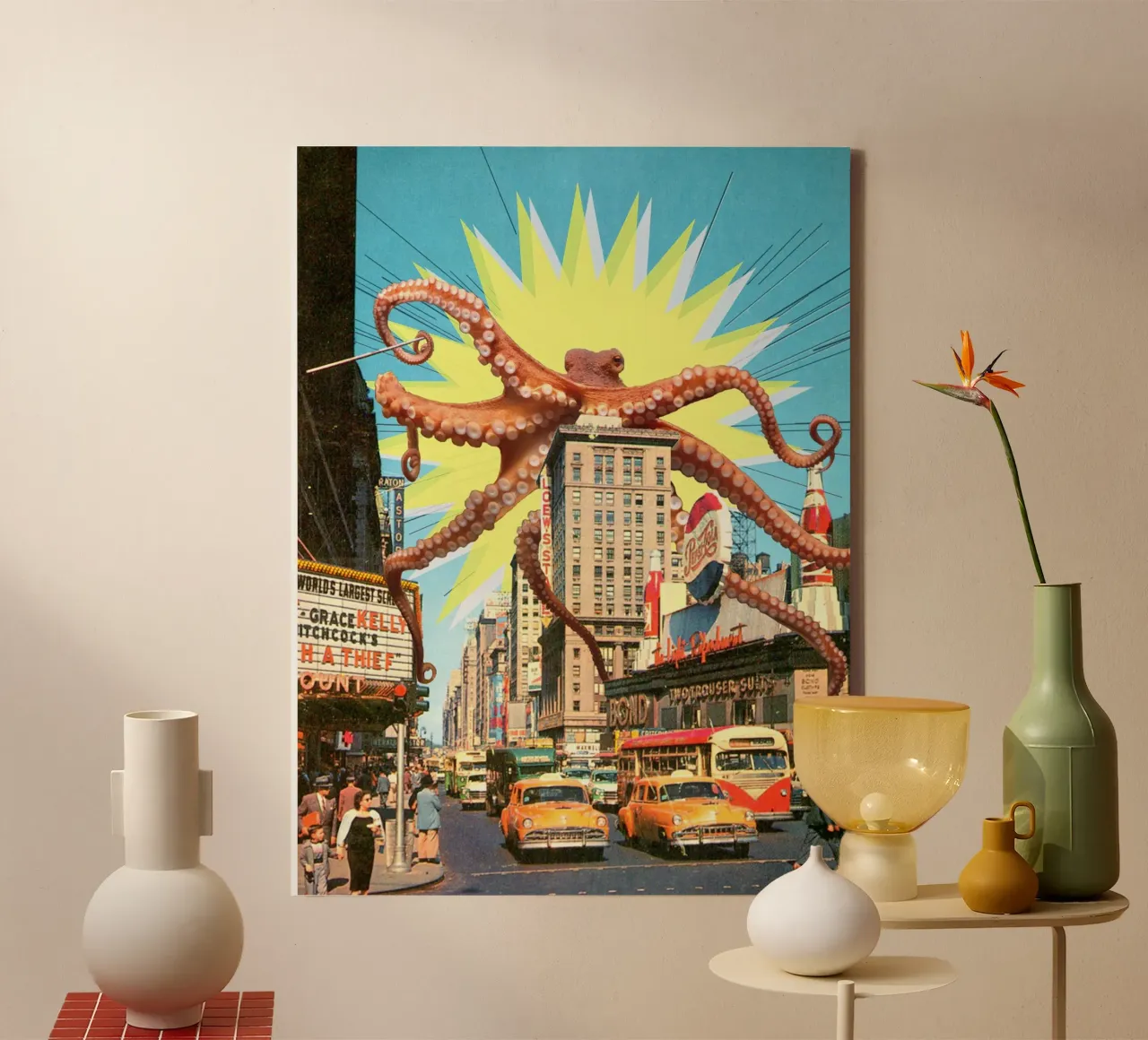 Attack of the Octopus (In NYC) tela con Cornice a cassetta da MsGonzalez