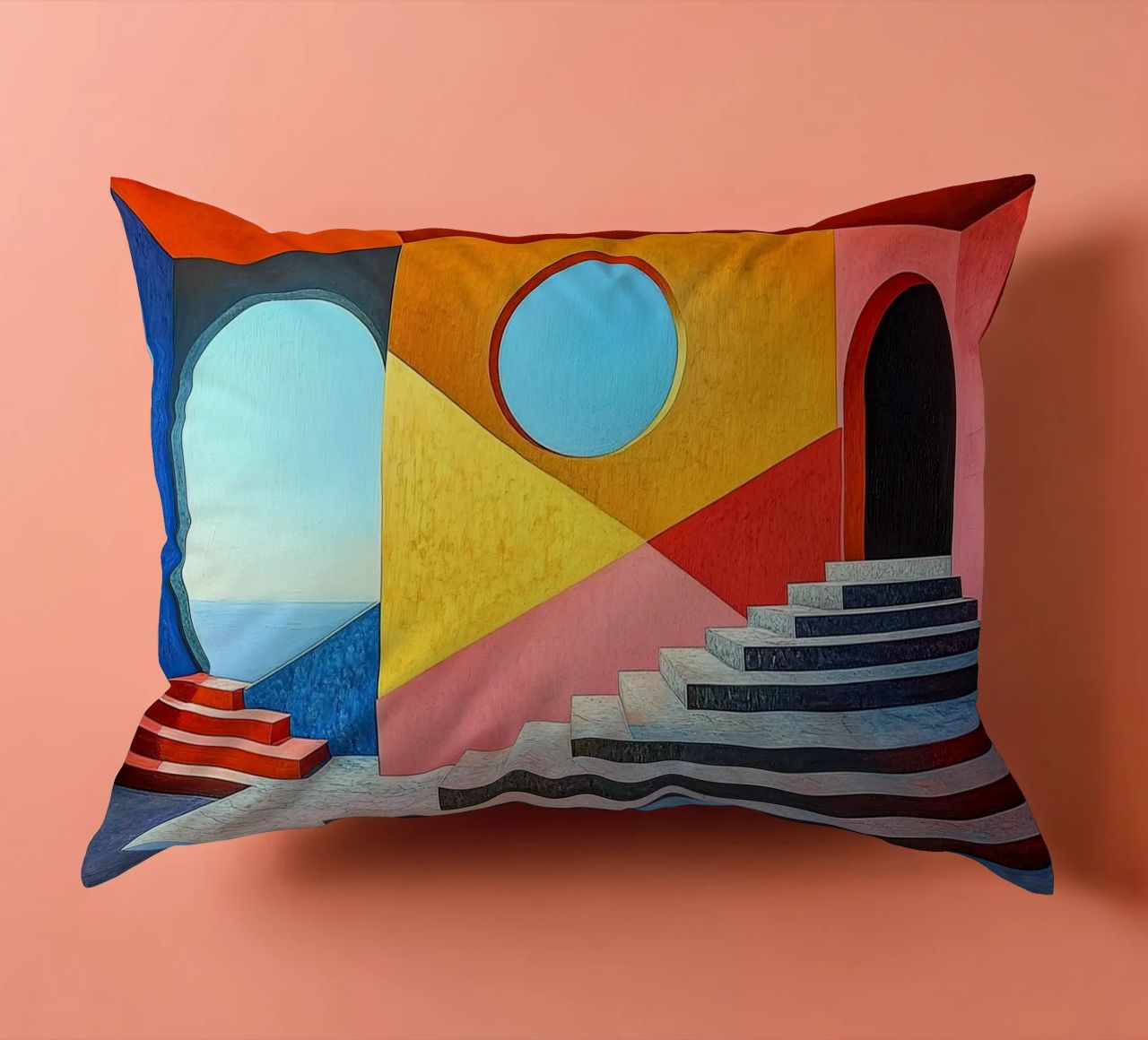 Surréalisme Architecture Design Géométrie coussin de Nikis Art Studio