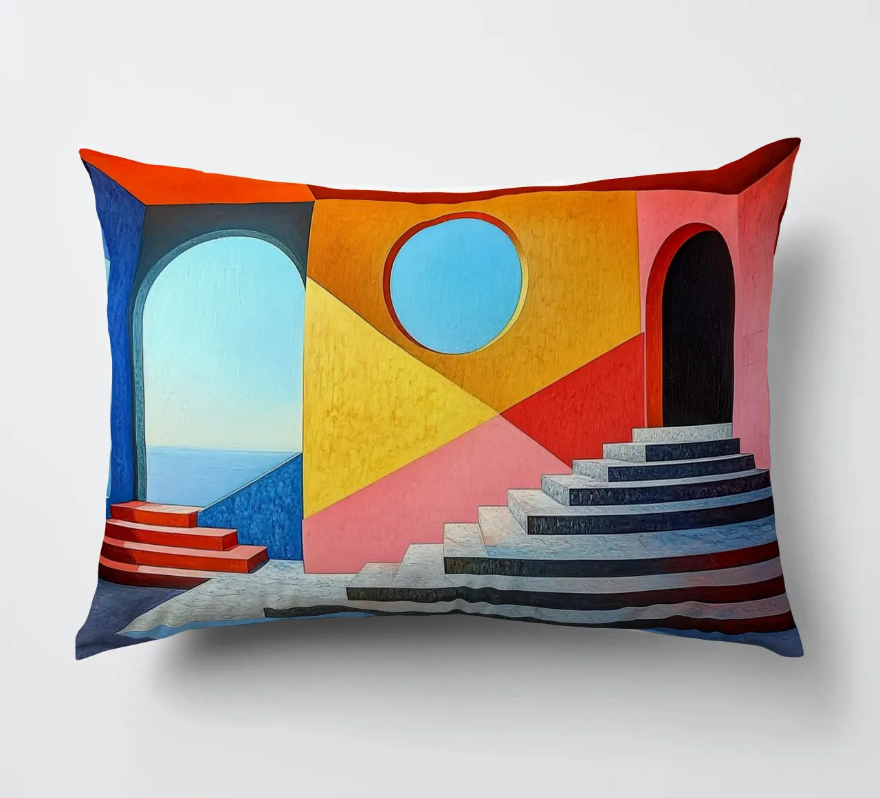 Surrealismus Architektur Design Geometrie Kissen von Nikis Art Studio