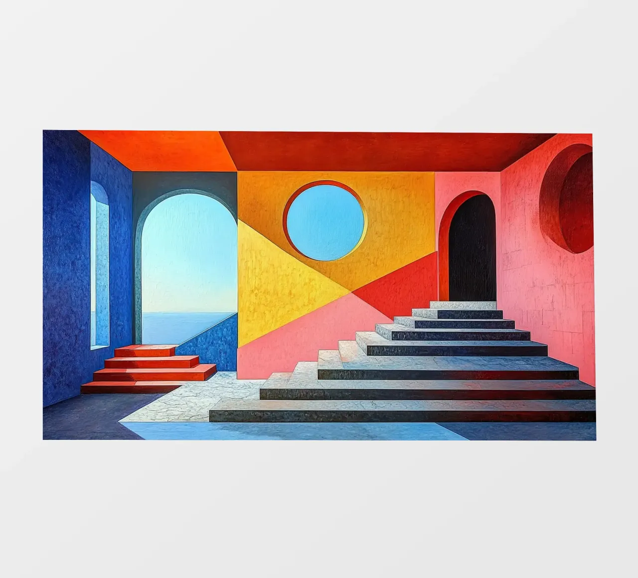 Surrealismus Architektur Design Geometrie PVC Plane von Nikis Art Studio