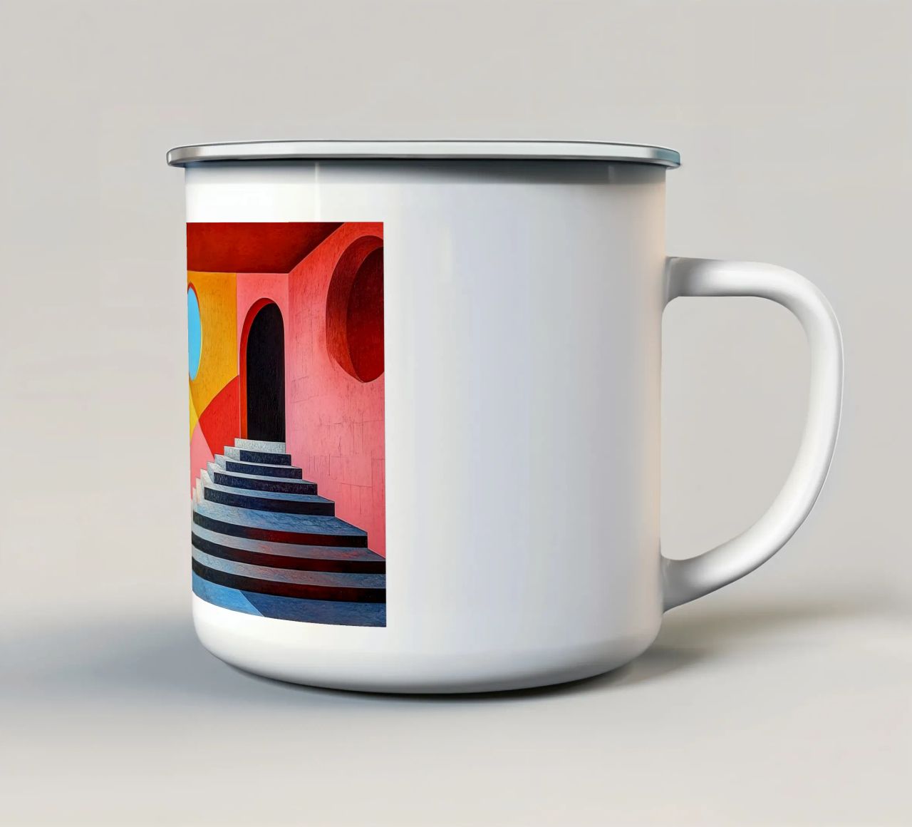 Surréalisme Architecture Design Géométrie mug en émail de Nikis Art Studio