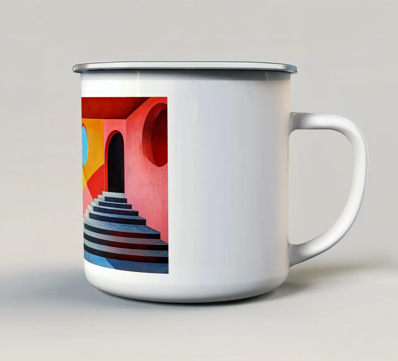 Surréalisme Architecture Design Géométrie mug en émail de Nikis Art Studio