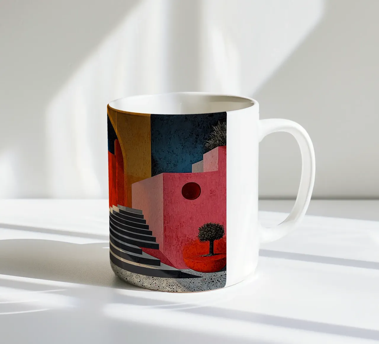 Surrealism Architecture Design Geometry ceramic mug by Nikis Art Studio