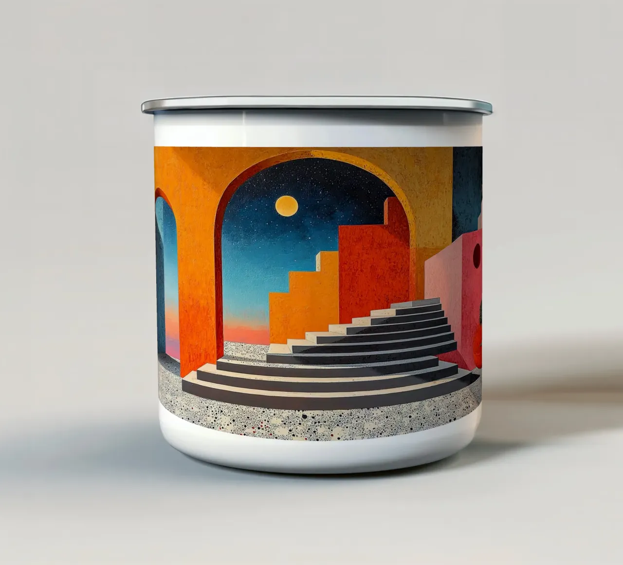 Surrealism Architecture Design Geometry enamel mug by Nikis Art Studio