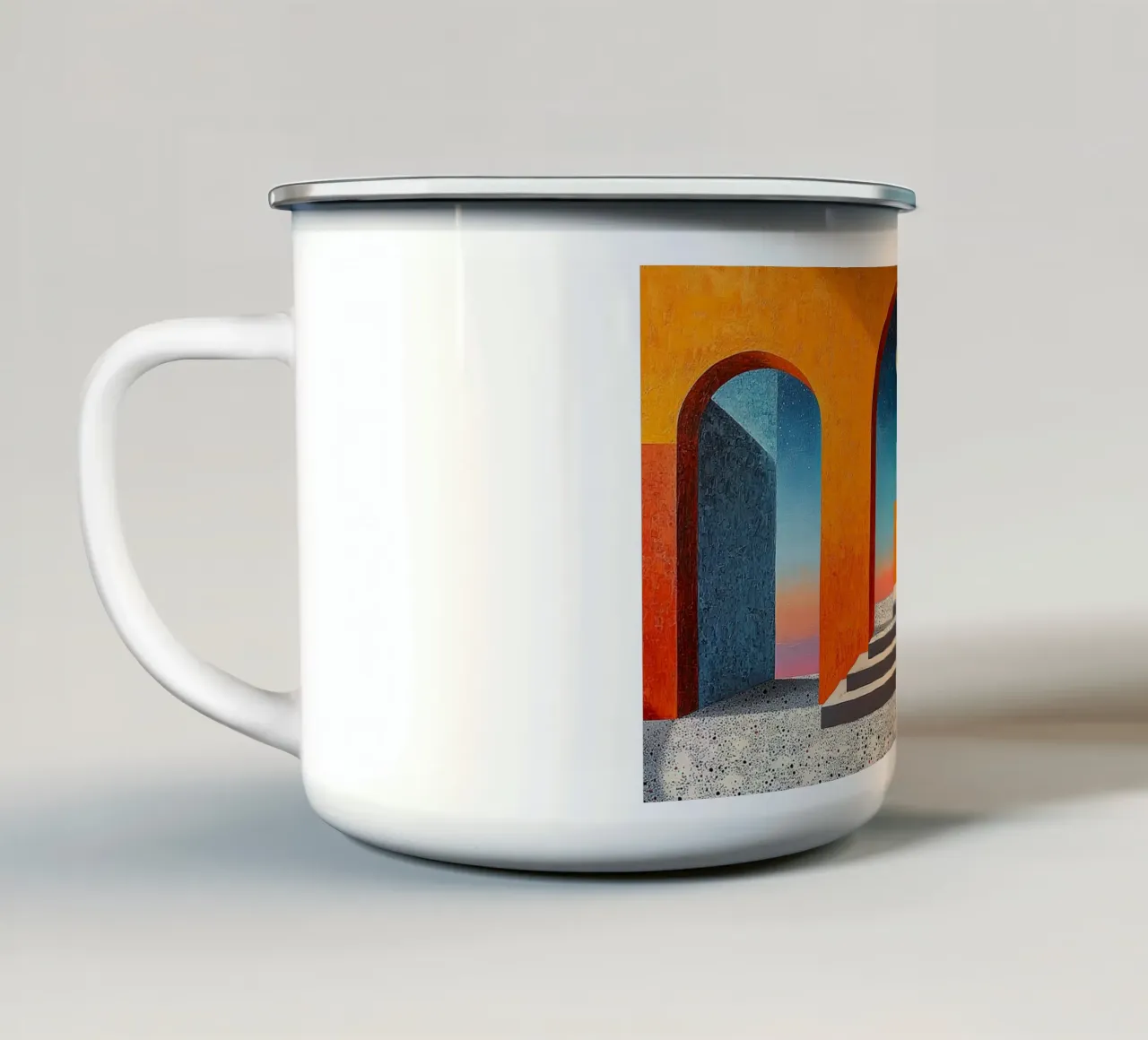 Surrealismo Architettura Design Geometria tazza in smalto da Nikis Art Studio
