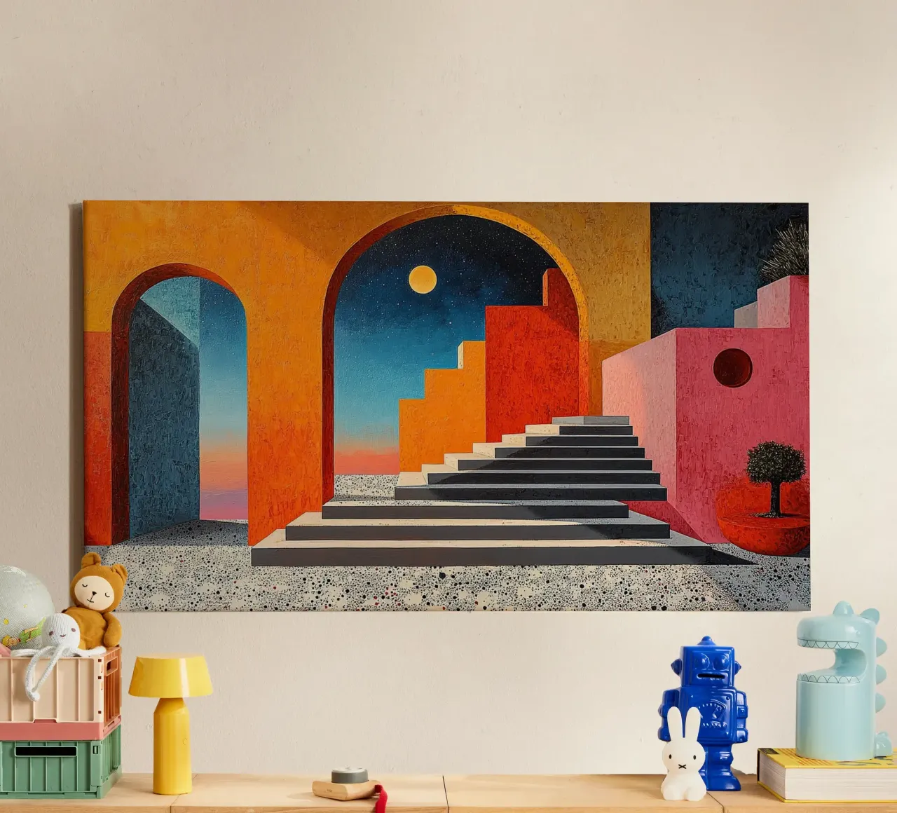 Surrealismus Architektur Design Geometrie Leinwand von Nikis Art Studio