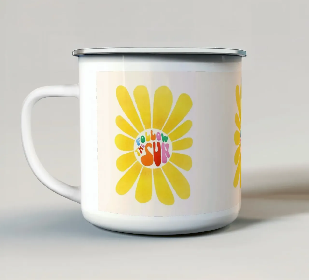 Inspirational "Follow the Sun" Floral Art tazza in smalto da showmemars