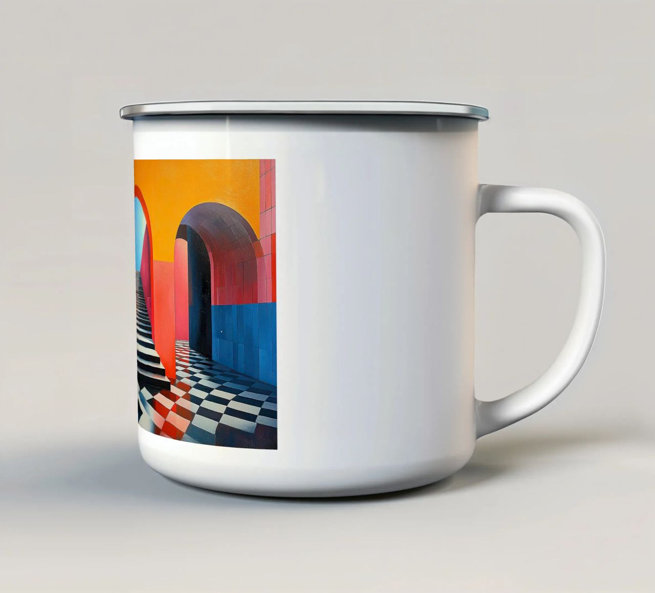 Surrealismo Architettura Design Geometria tazza in smalto da Nikis Art Studio