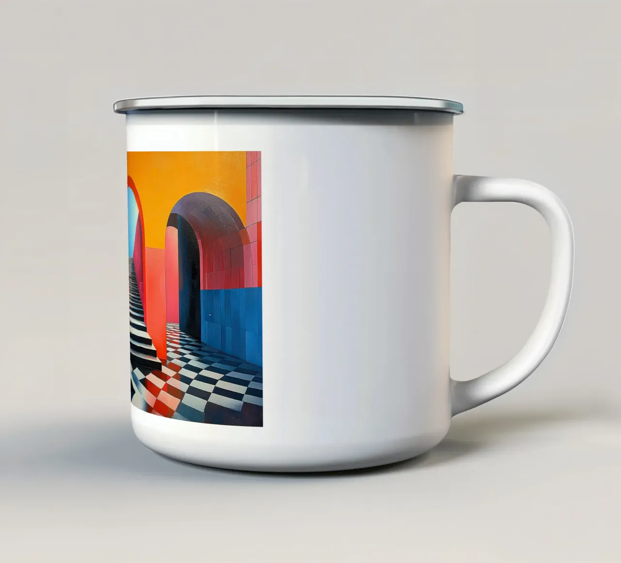 Surréalisme Architecture Design Géométrie mug en émail de Nikis Art Studio