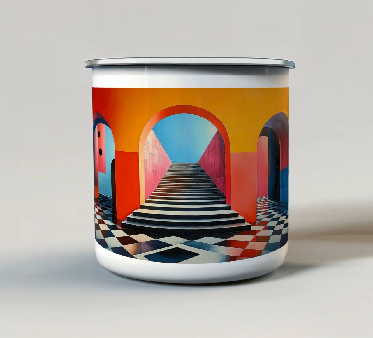 Surrealismo Architettura Design Geometria tazza in smalto da Nikis Art Studio