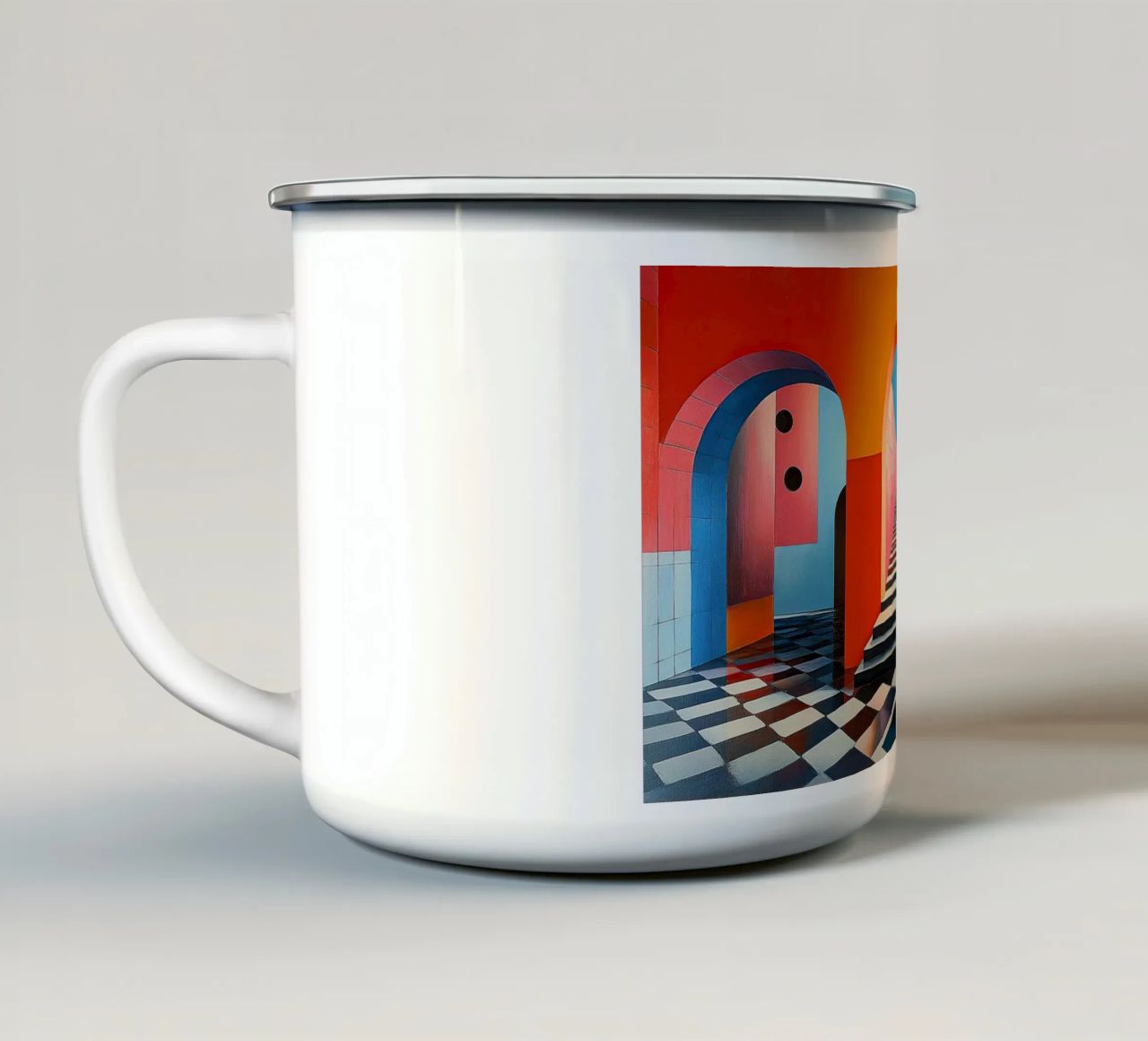 Surrealismo Architettura Design Geometria tazza in smalto da Nikis Art Studio